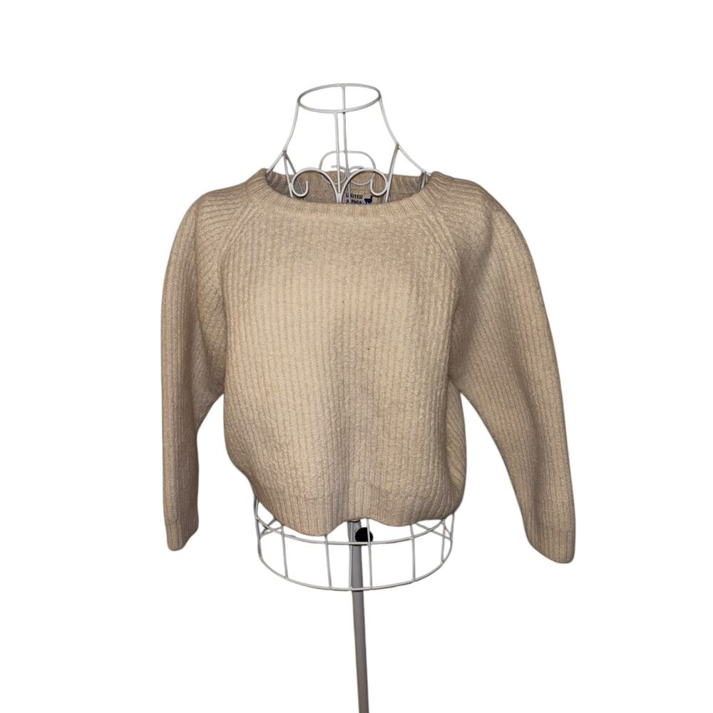 Cropped 100% Undyed Alpaca Sweater - Small / Made in Bolivia